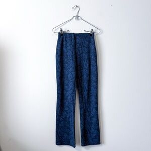URBAN OUTFITTERS BLUE Oriental PATTERNED Stretchy High Waisted Flare Leg PANTS